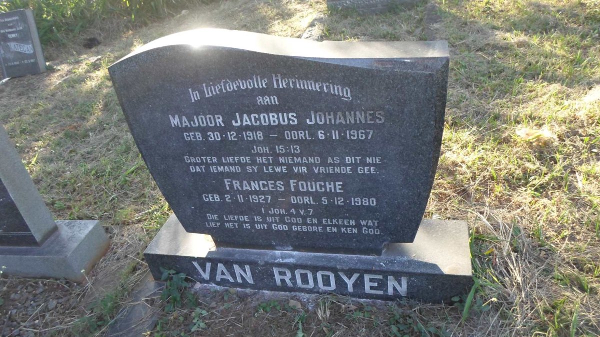 ROOYEN Jacobus Johannes, van 1918-1967 &amp; Frances FOUCHE 1927-1980