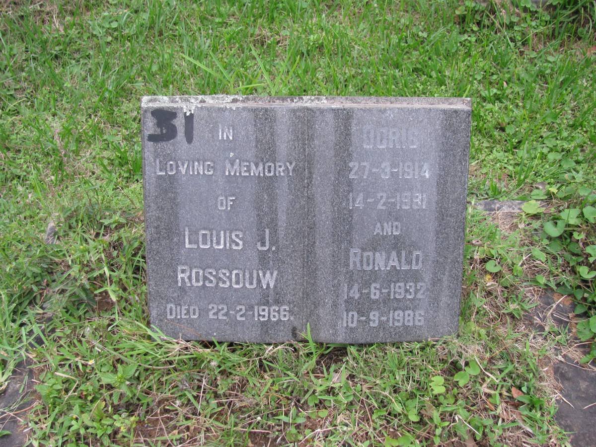 ROSSOUW Louis J. -1966 &amp; Doris 1914-1991 :: ROSSOUW Ronald 1932-1986