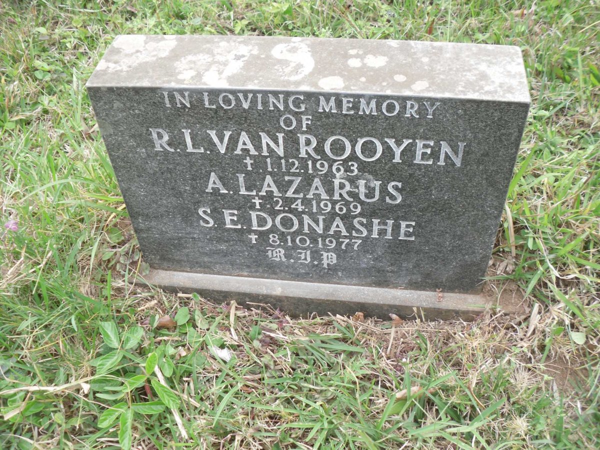 ROOYEN R.L., van -1963 :: LAZARUS A. -1969 :: DONASHE S.E. -1977