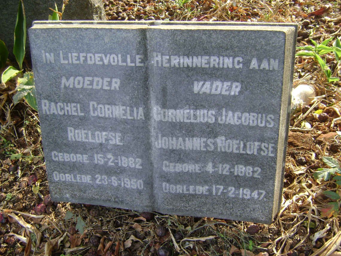 ROELOFSE Cornelius Jacobus Johannes 1882-1947 &amp; Rachel Cornelia 1882-1950