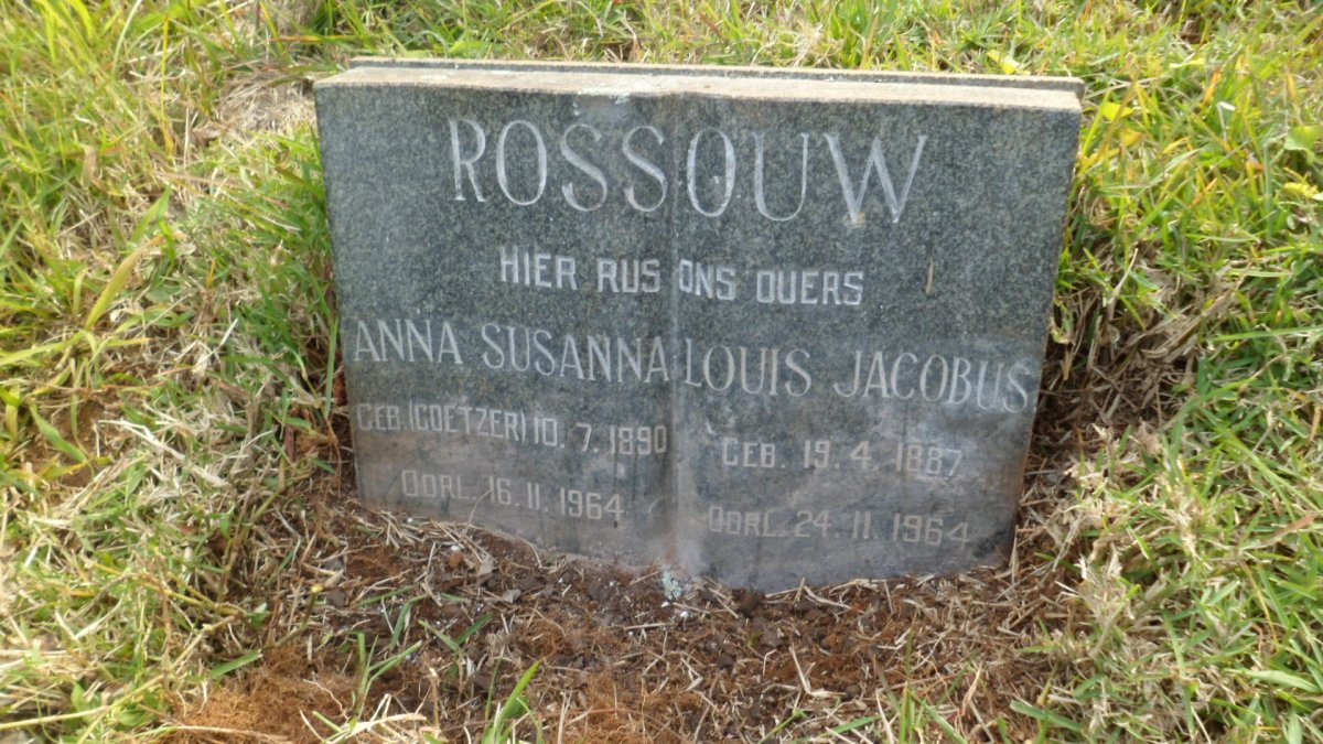 ROSSOUW Louis Jacobus 1887-1964 &amp; Anna Susanna COETZER 1890-1964