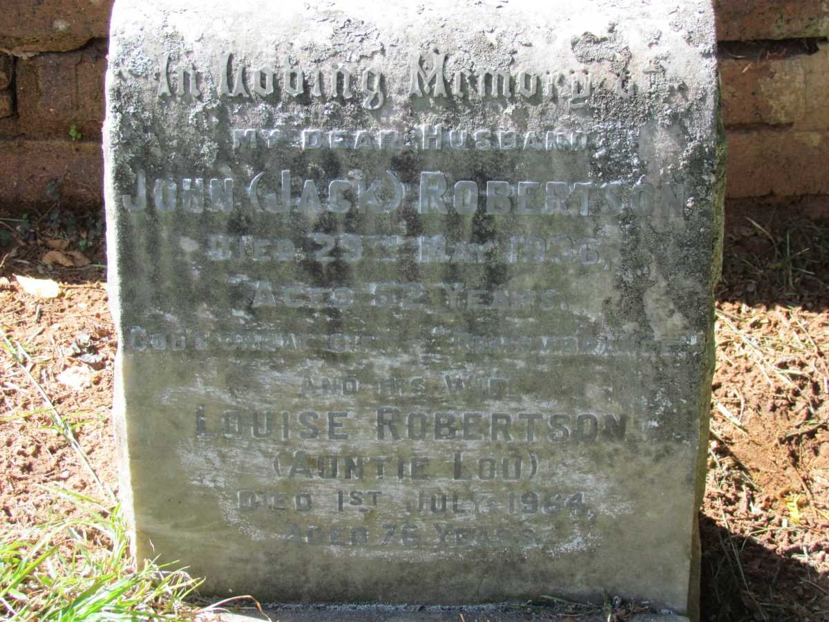 ROBERTSON John -1936 &amp; Louise -1964