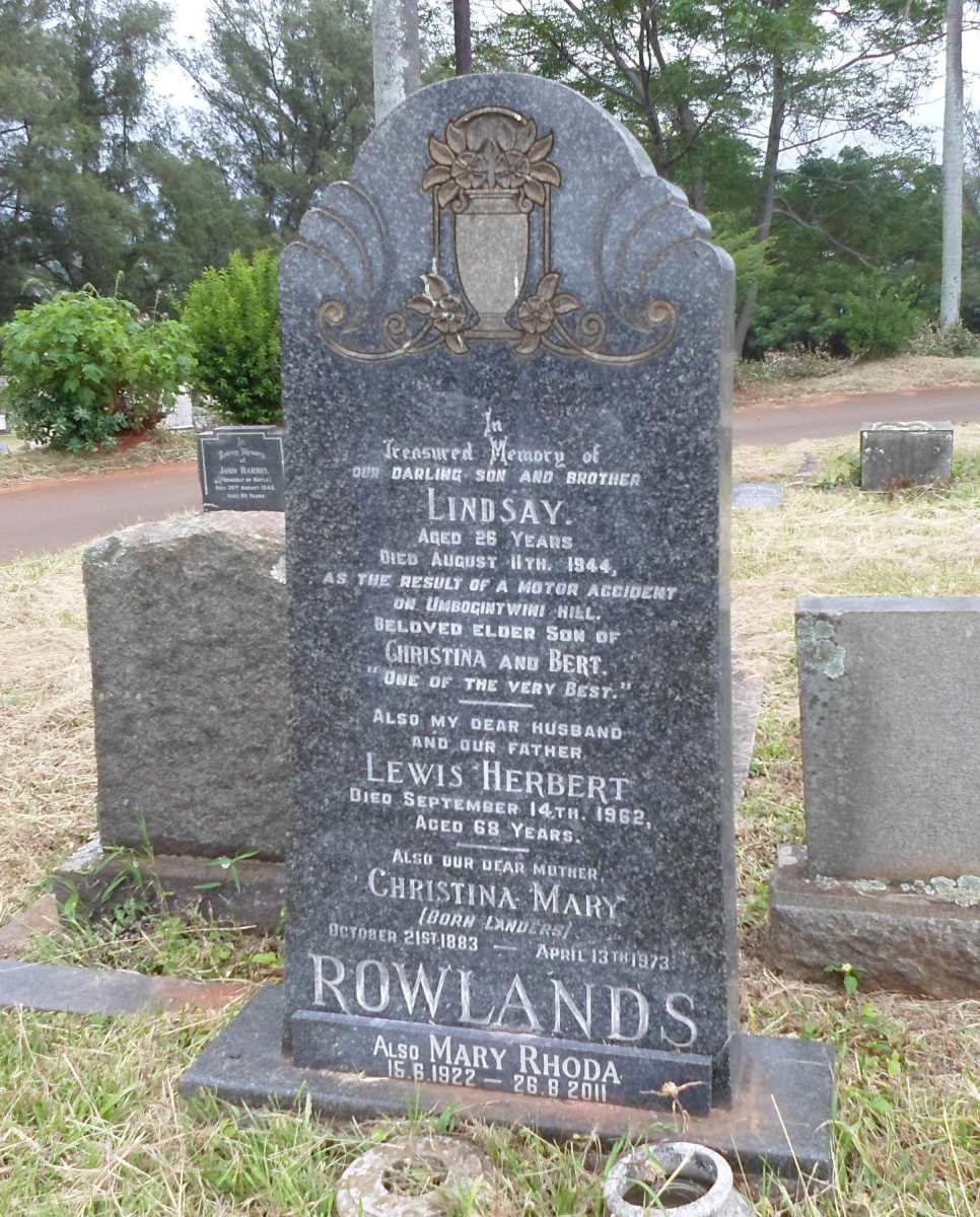 ROWLANDS Lewis Herbert -1962 &amp; Christina Mary LANDERS 1883-1973 :: ROWLANDS Lindsay -1944 :: ROWLANDS Mary Rhoda 1922-2011