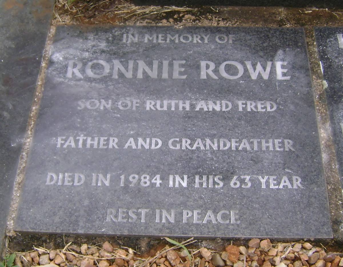 ROWE Frederick Brett Billing -1968 &amp; Ruth -1973 :: ROWE Ronnie -1984 &amp; Jean -2004