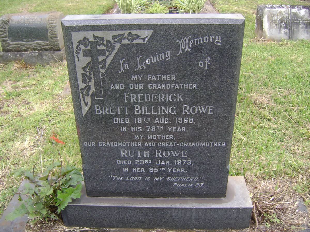 ROWE Frederick Brett Billing -1968 &amp; Ruth -1973 :: ROWE Ronnie -1984 &amp; Jean -2004