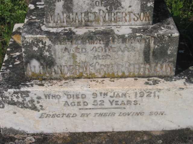 ROBERTSON Alexander McGrigor -1921 &amp; Margaret -1920