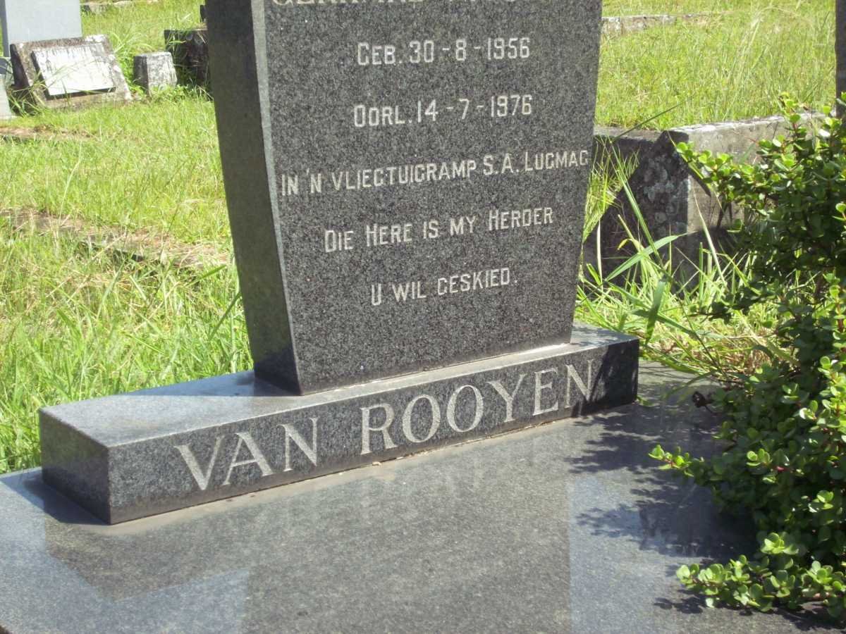ROOYEN Gerhard Nicolaas , van 1956-1976