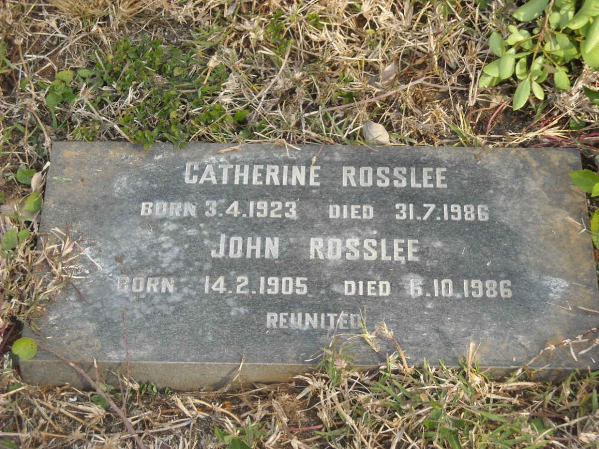 ROSSLEE John 1905-1986 &amp; Catherine 1923-1986 