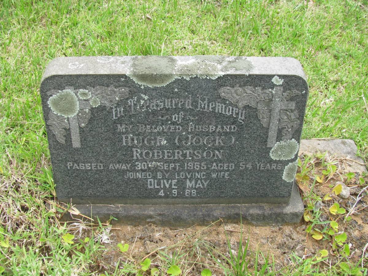 ROBERTSON Hugh -1965 &amp; Olive May  -1988