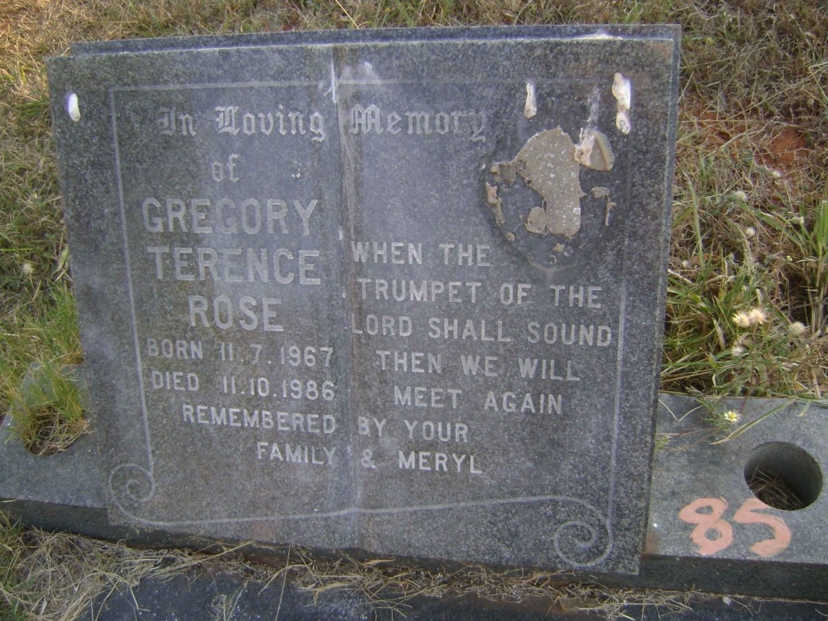 ROSE Gregory Terence 1967-1986