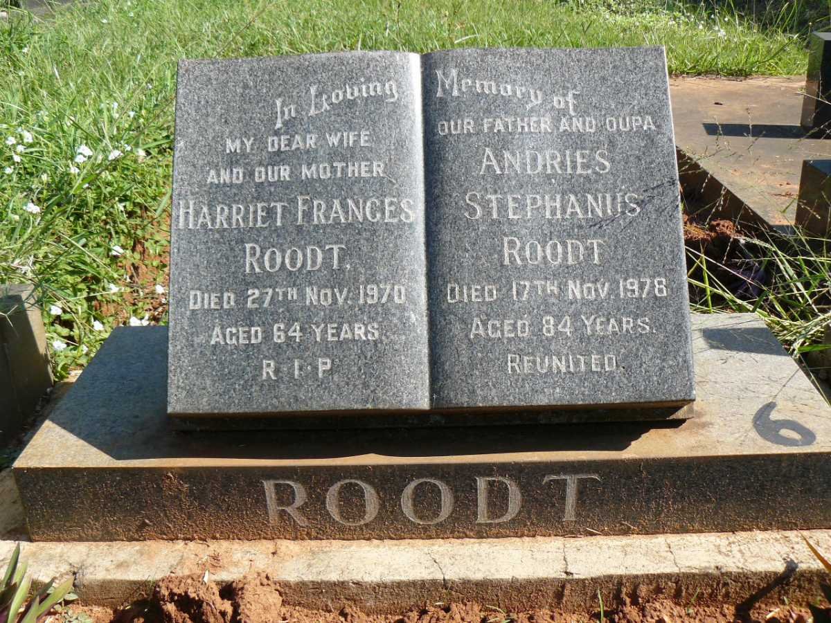 ROODT Andries Stephanus -1978 &amp; Harriet Frances -1970