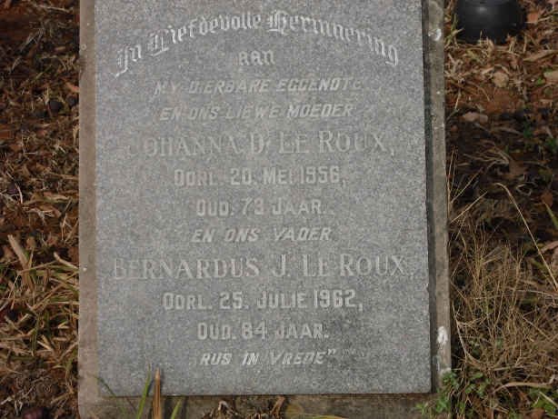 ROUX Bernardus J., le -1962 &amp; Johanna D. -1956