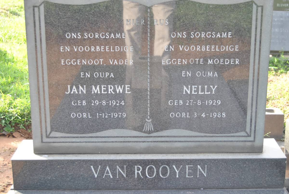 ROOYEN Jan Merwe, van 1924-1979 &amp; Nelly 1929-1988