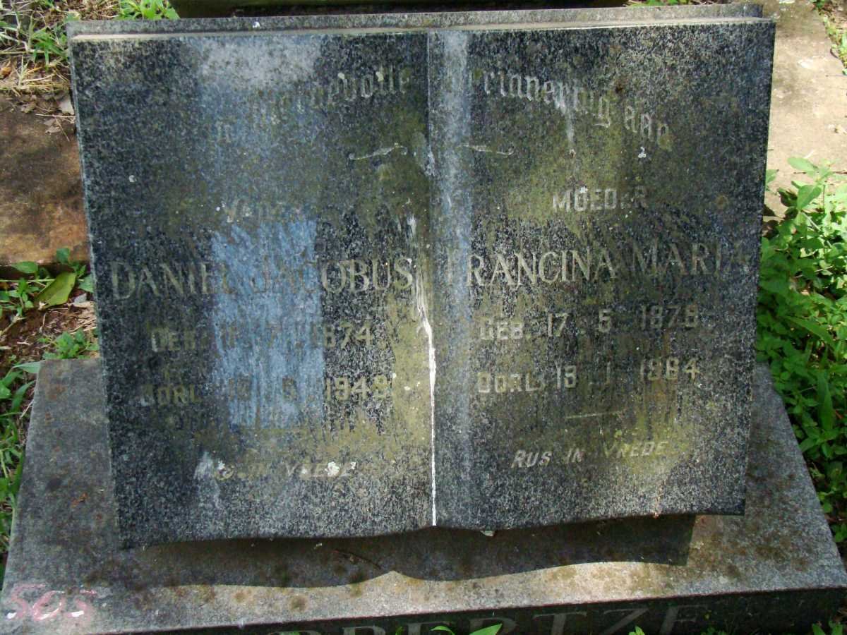 ROBBERTZE Daniel Jacobus 1874-1949 &amp; Francina Maria 1879-1964