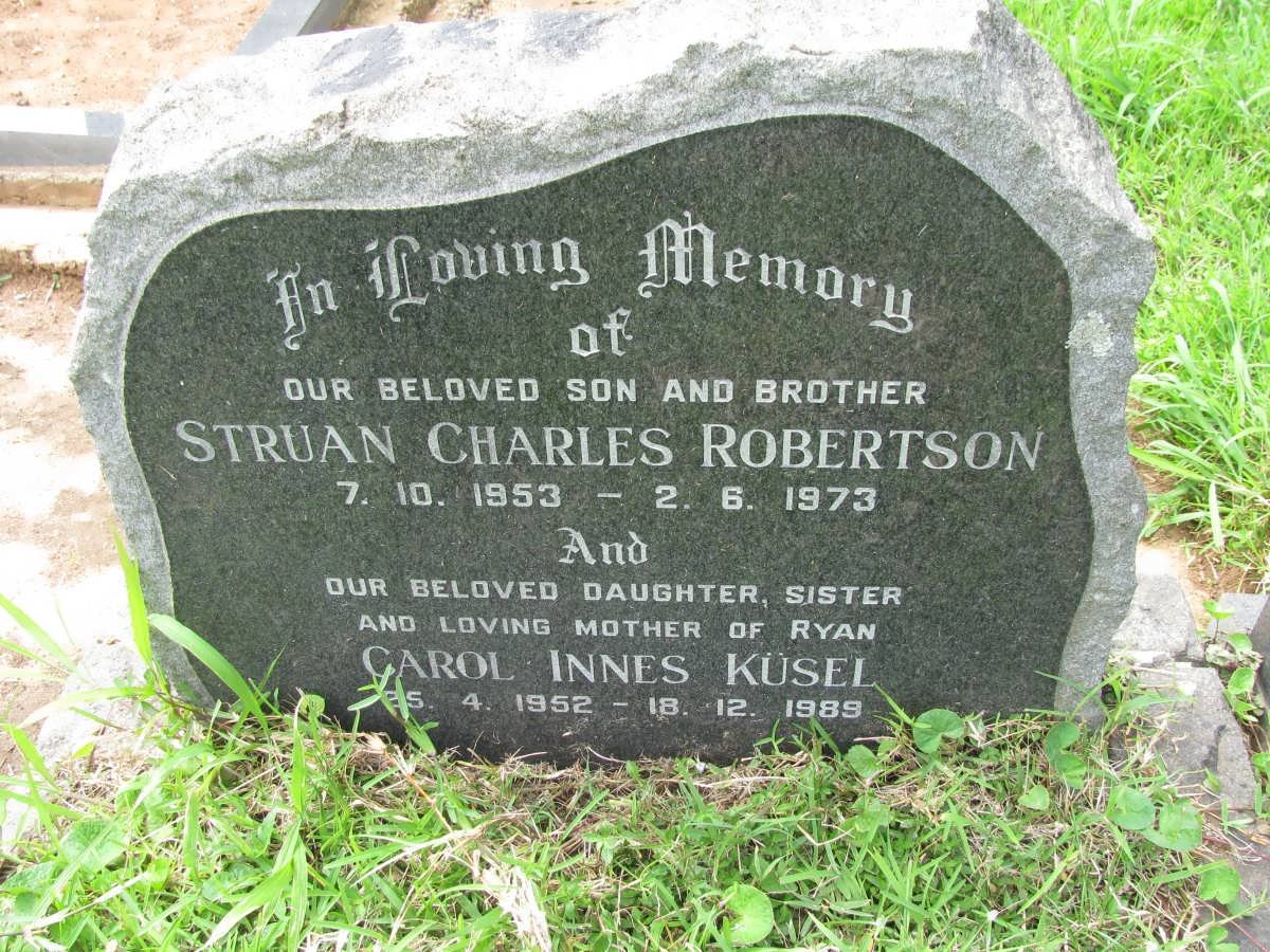 ROBERTSON Struan Charles 1953-1973 :: KUSEL Carol Innes 1952-1989