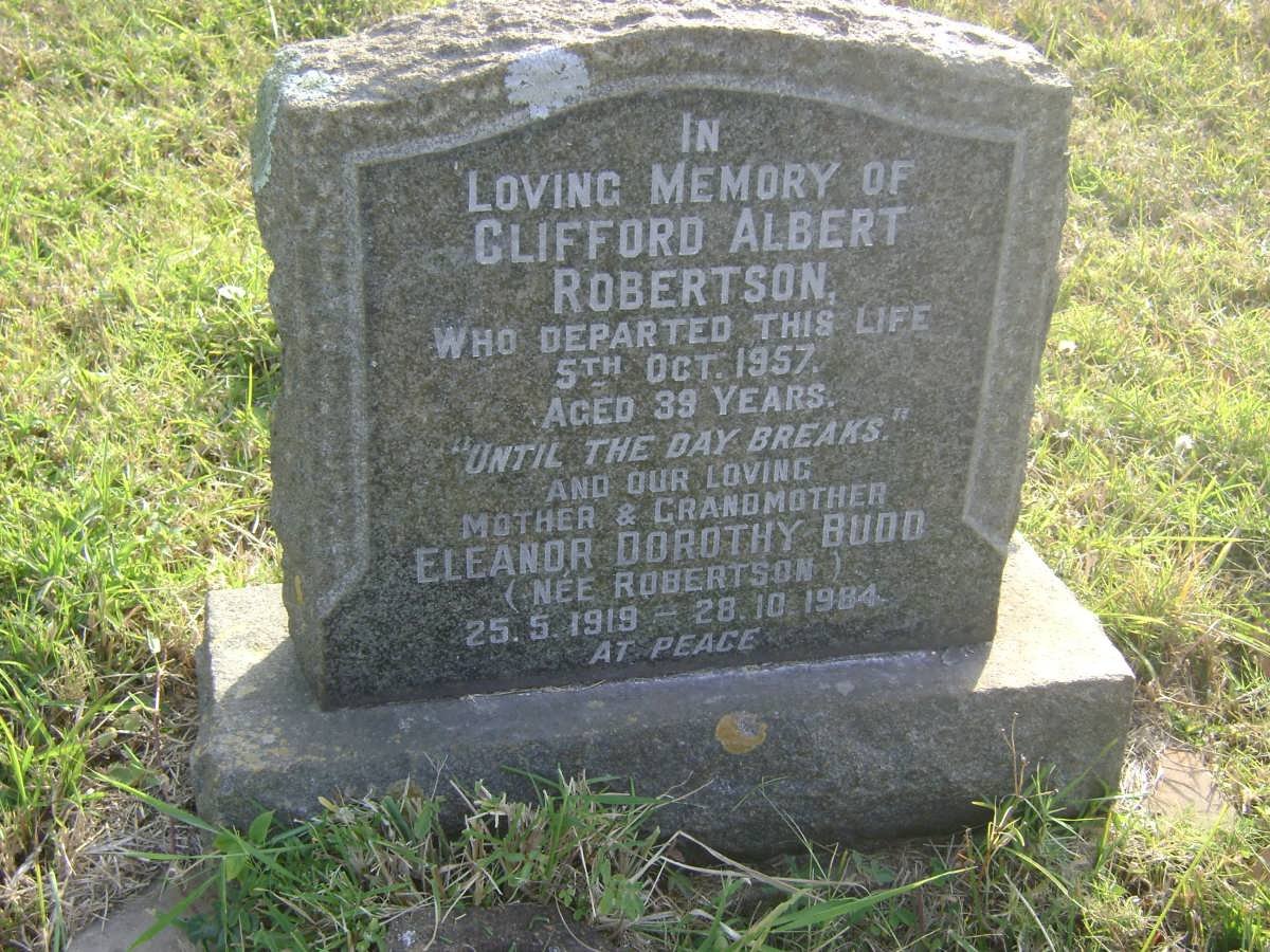 ROBERTSON Clifford Albert -1957 :: BUDD Eleanor Dorothy nee ROBERTSON 1919-1984