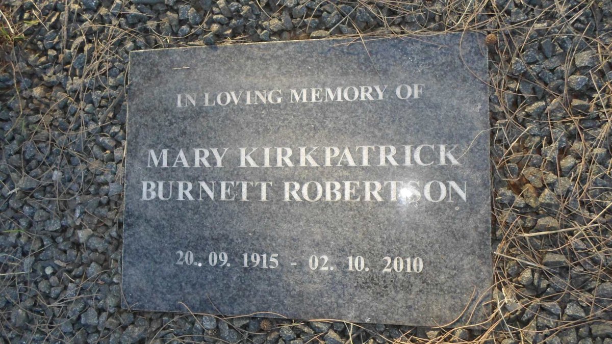 ROBERTSON Mary Kirkpatrick Burnett 1915-2010