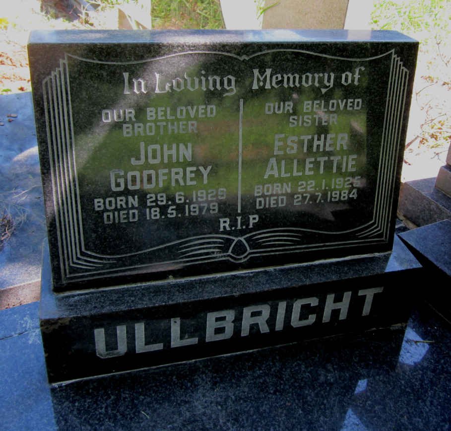 ULLBRICHT John Godfrey 1929-1979 &amp; Esther Alettie 1925-1984