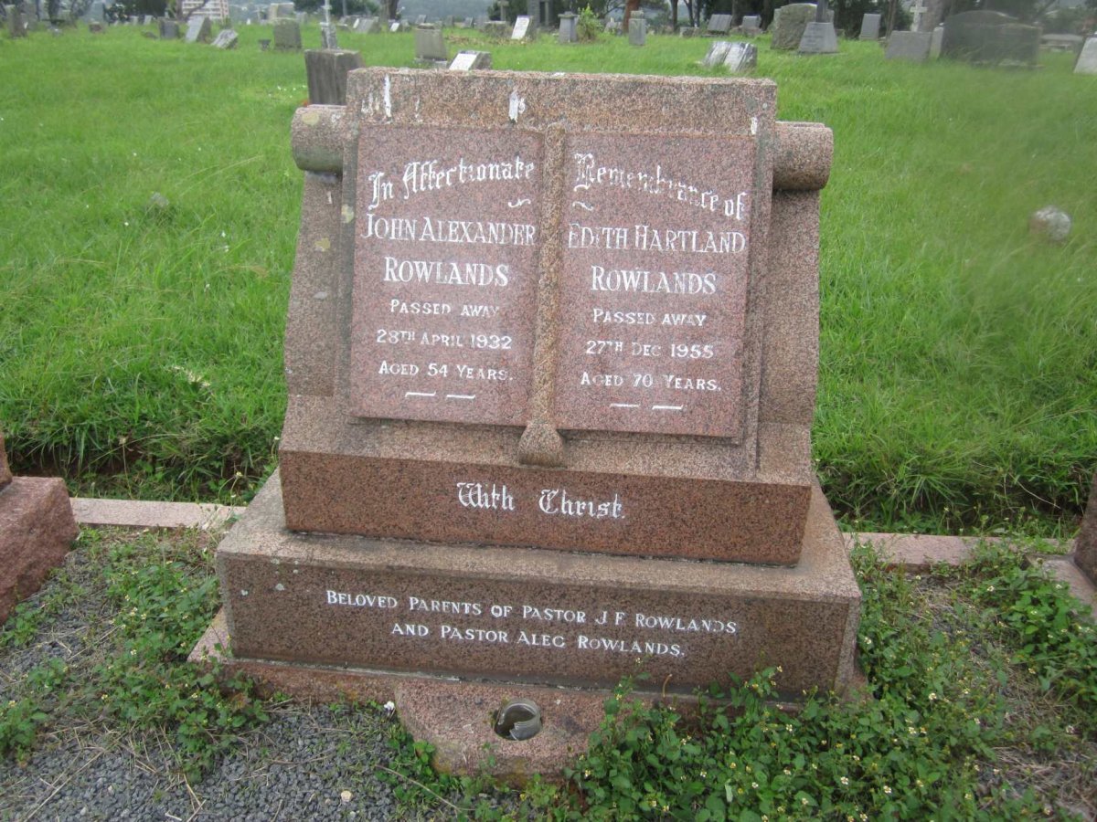 ROWLANDS John Alexander -1932 &amp; Edith Hartland -1955