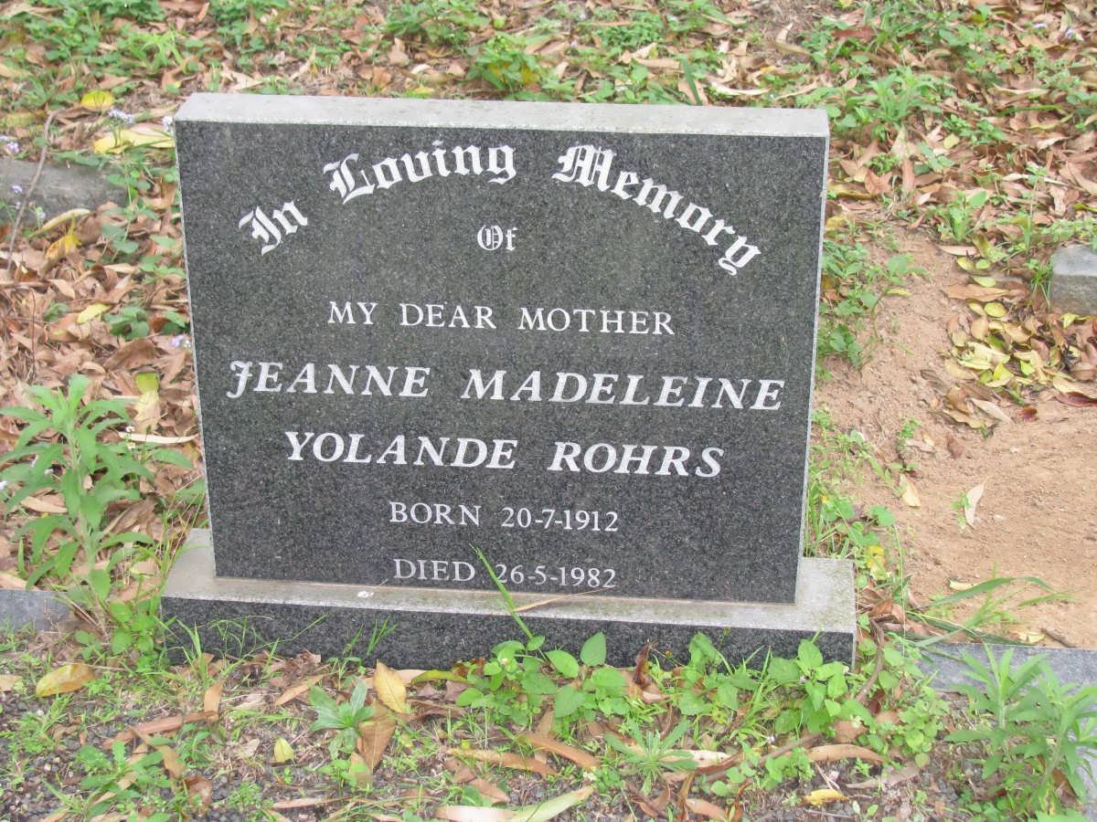 ROHRS Jeanne Madeleine Yolanda 1912-1982
