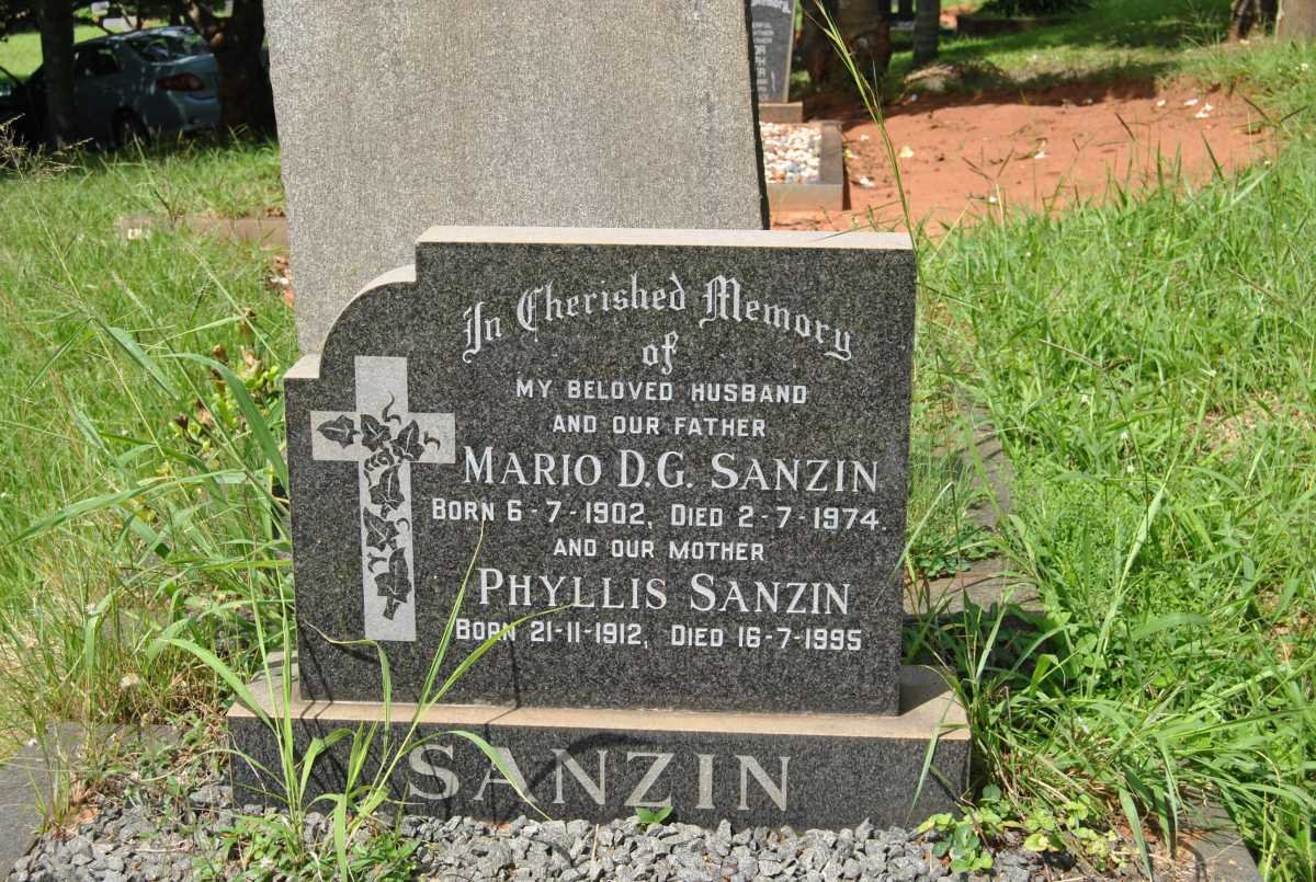 SANZIN Mario D.G. 1902-1974 &amp; Phyllis 1912-1995