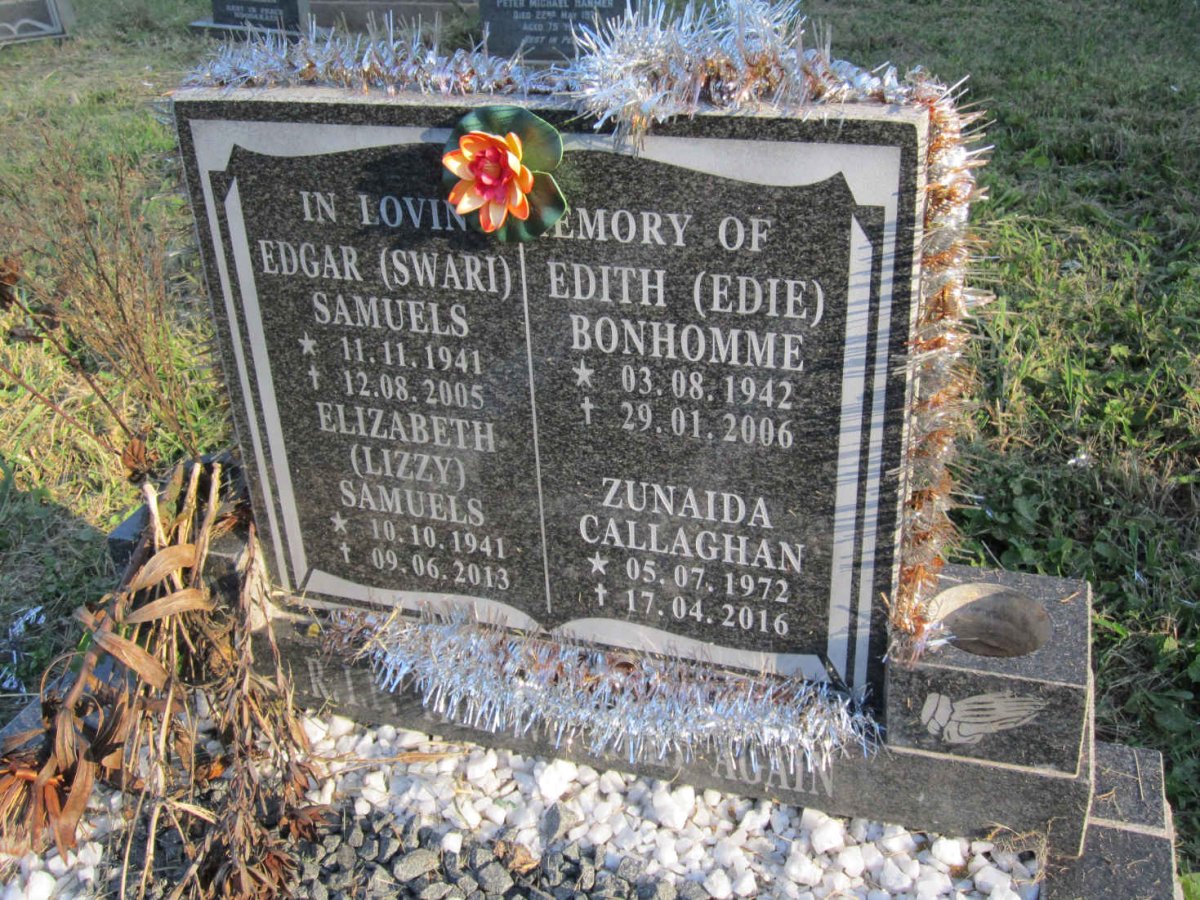 SAMUELS Edgar 1941-2005 &amp; Elizabeth 1941-2013 :: BONHOMME Edith 1942-2006 :: CALLAGHAN Zunaida 1972-2016
