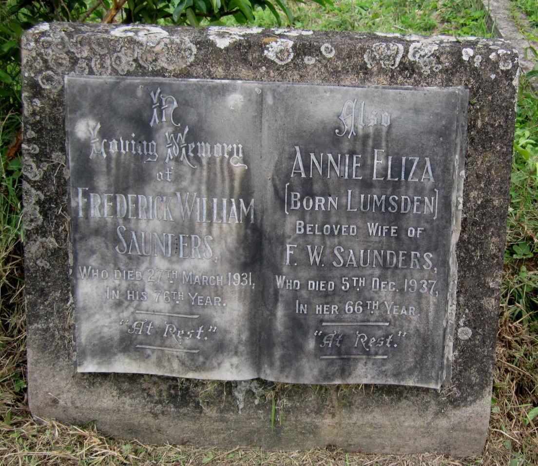 SAUNDERS Frederick William -1931 &amp; Annie Eliza LUMSDEN -1937
