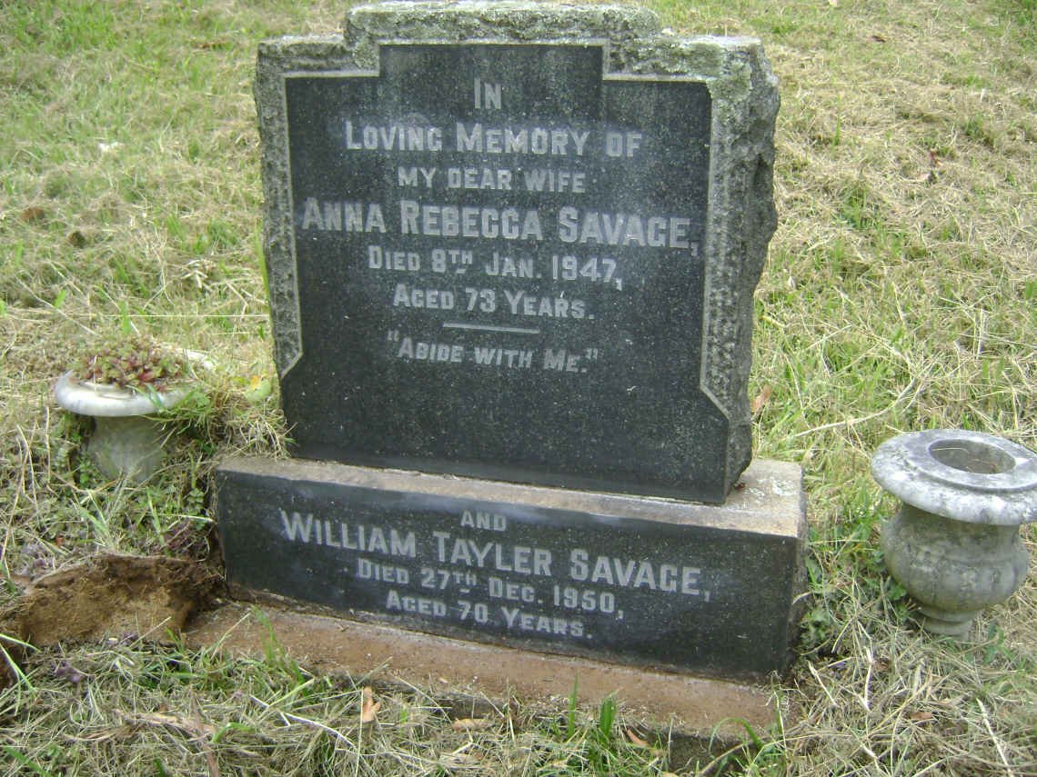 SAVAGE William Tayler -1950 &amp; Anna Rebecca -1947