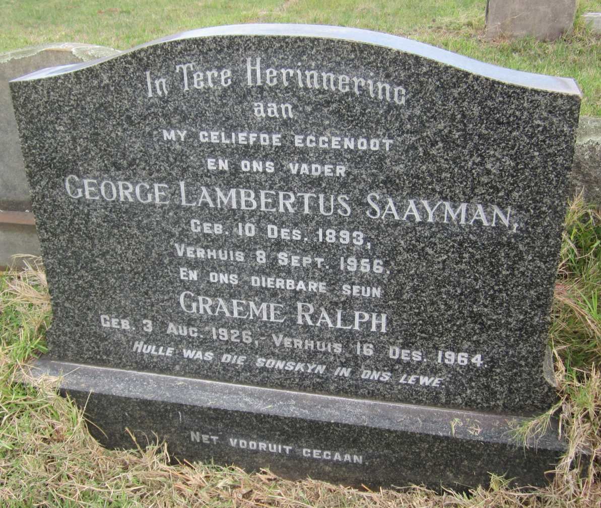 SAAYMAN George Lambertus 1893-1956 :: SAAYMAN Graeme Ralph 1926-1964
