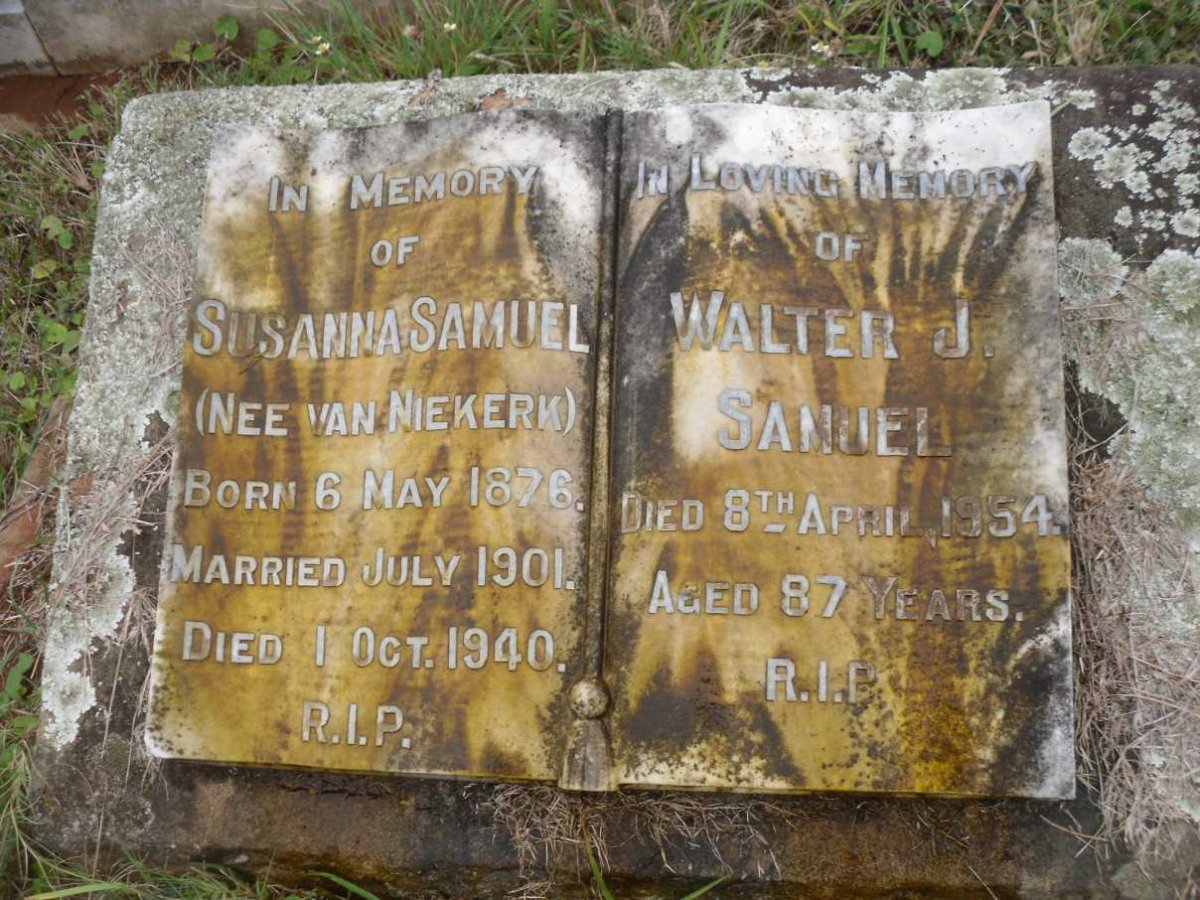 SAMUEL Walter J. -1954 &amp; Susanna VAN NIEKERK 1876-1940