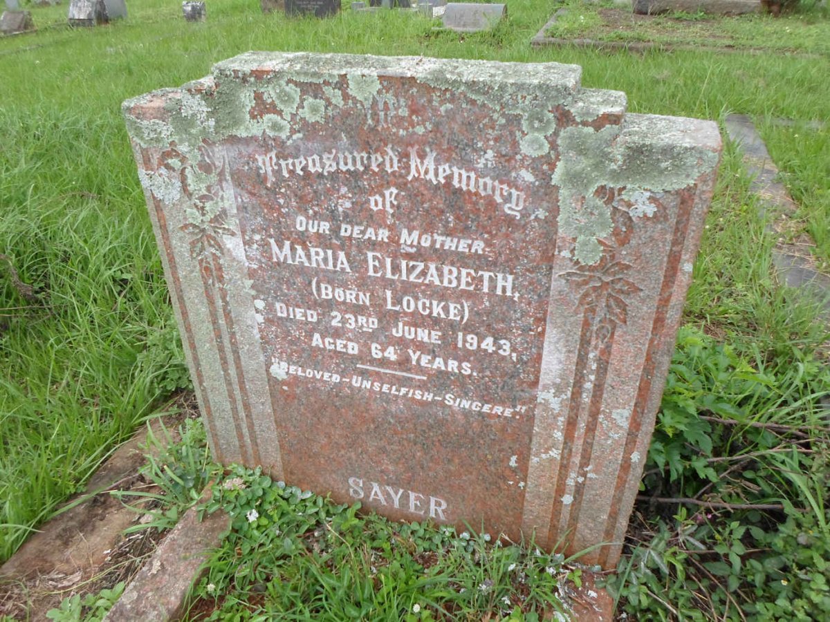 SAYER Maria Elizabeth nee LOCKE -1943