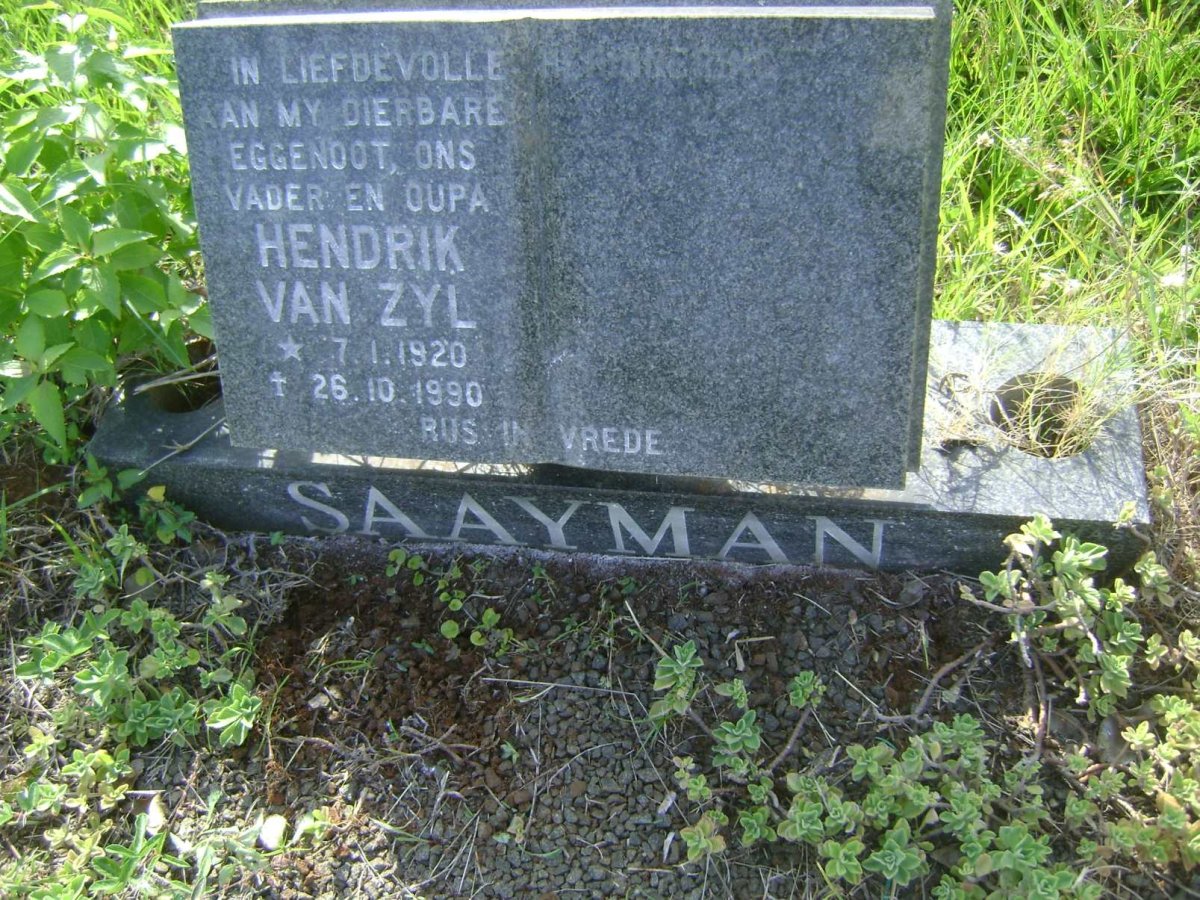 SAAYMAN Hendrik Van Zyl 1920-1990