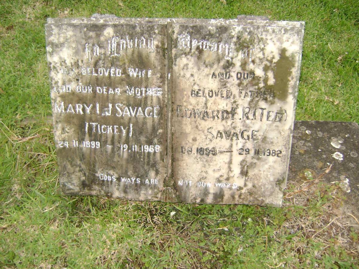SAVAGE Edward F. R. 1899-1982 &amp; Mary I.J. 1899-1968