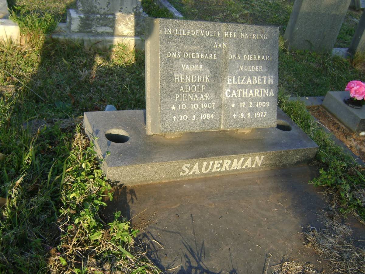 SAUERMAN Hendrik Adolf Pienaar 1907-1984 &amp; Elizabeth Catharina 1909-1977