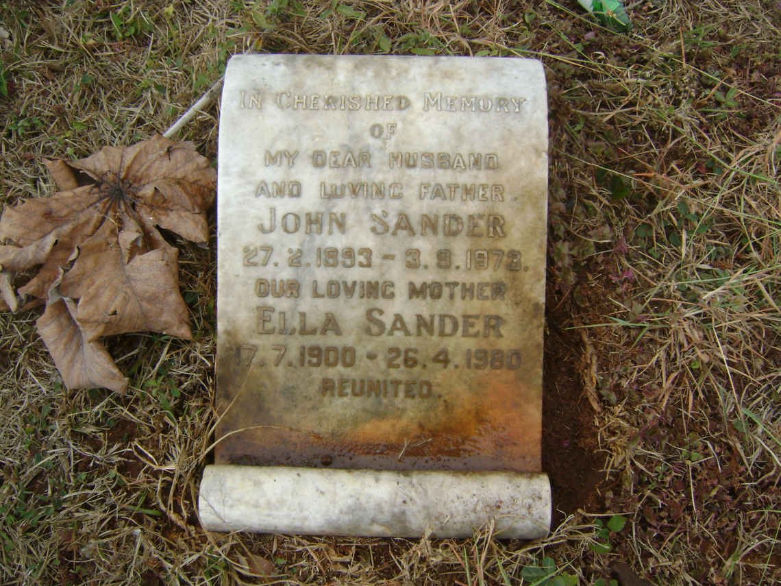 SANDER John 1893-1973 &amp; Ella 1900-1980