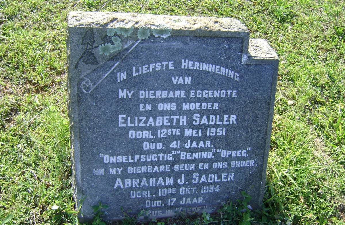 SADLER Elizabeth -1951 :: SADLER Abraham J. -1954