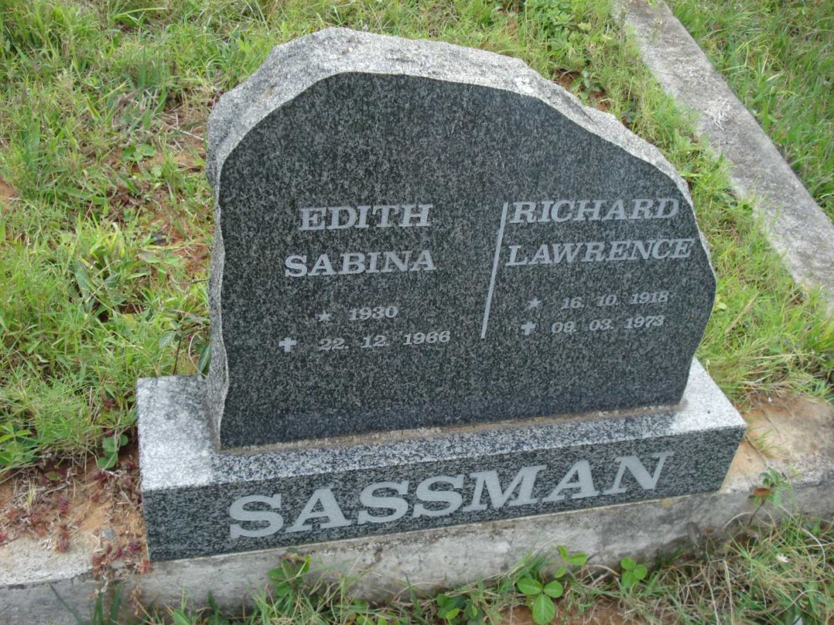 SASSMAN Richard Lawrence 1918-1973 &amp; Edith Sabina 1930-1966