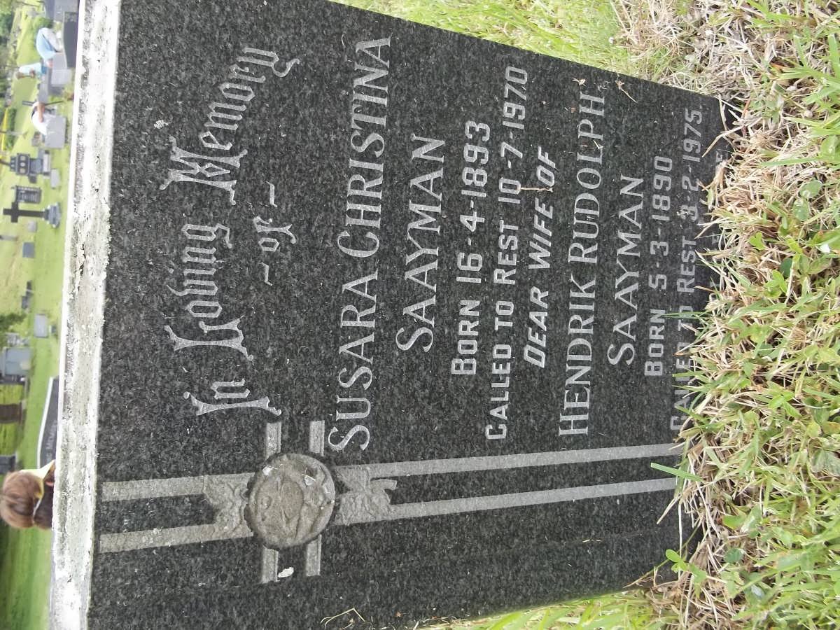 SAAYMAN Hendrik Rudolph 1890-1975 &amp; Susara Christina 1893-1970