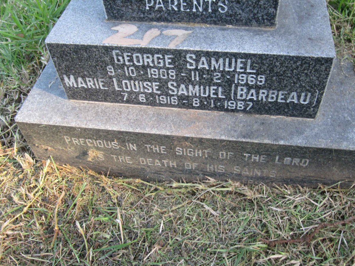 SAMUEL George 1908-1969 &amp; Marie Louise BARBEAU 1916-1987