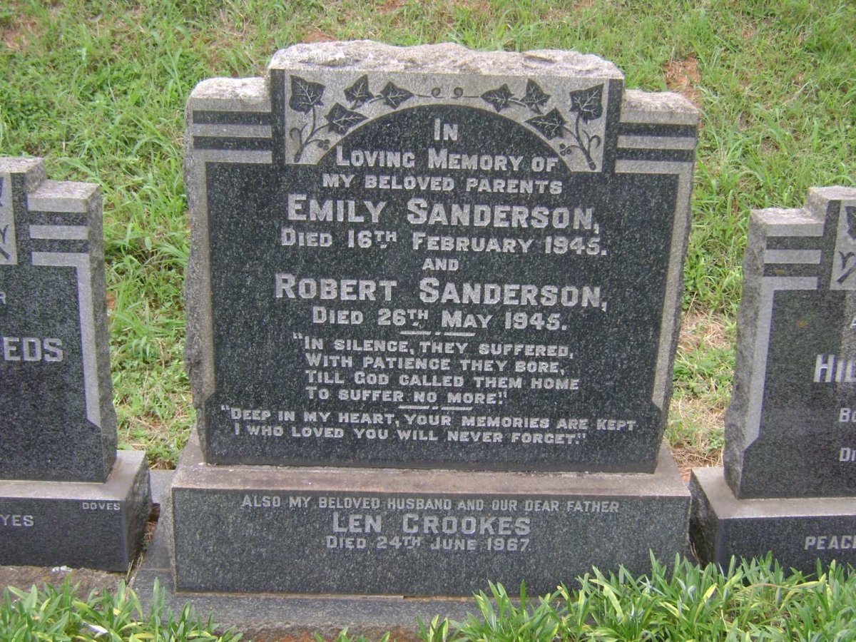 SANDERSON Robert -1945 &amp; Emily -1945 :: CROOKES Len -1967