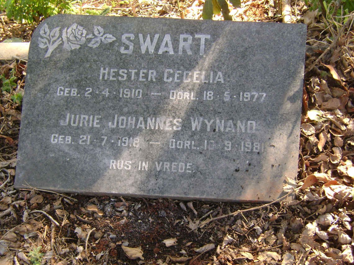 SWART Jurie Johannes Wynand 1918-1981 &amp; Hester Cecilia 1910-1977