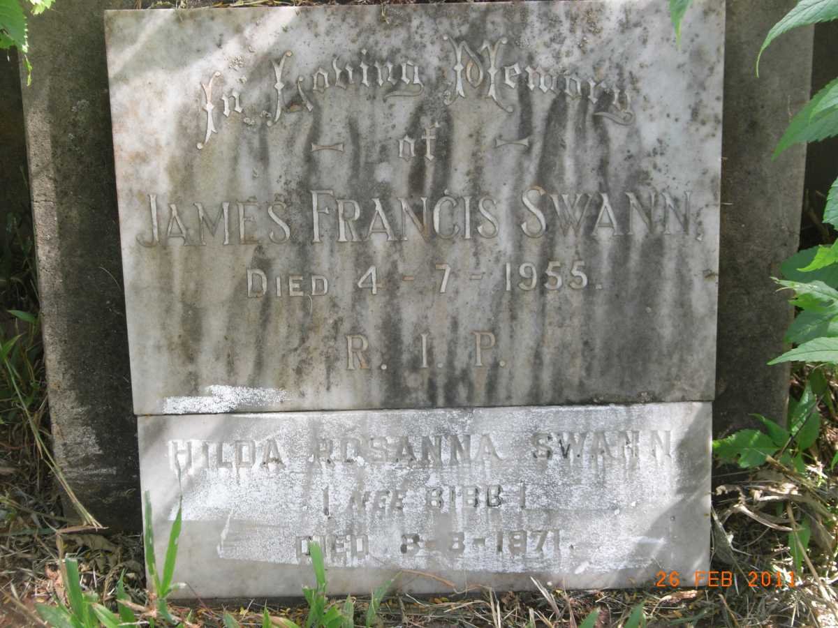 SWANN James Francis -1955 &amp; Hilda Rosanna BIBB -1971