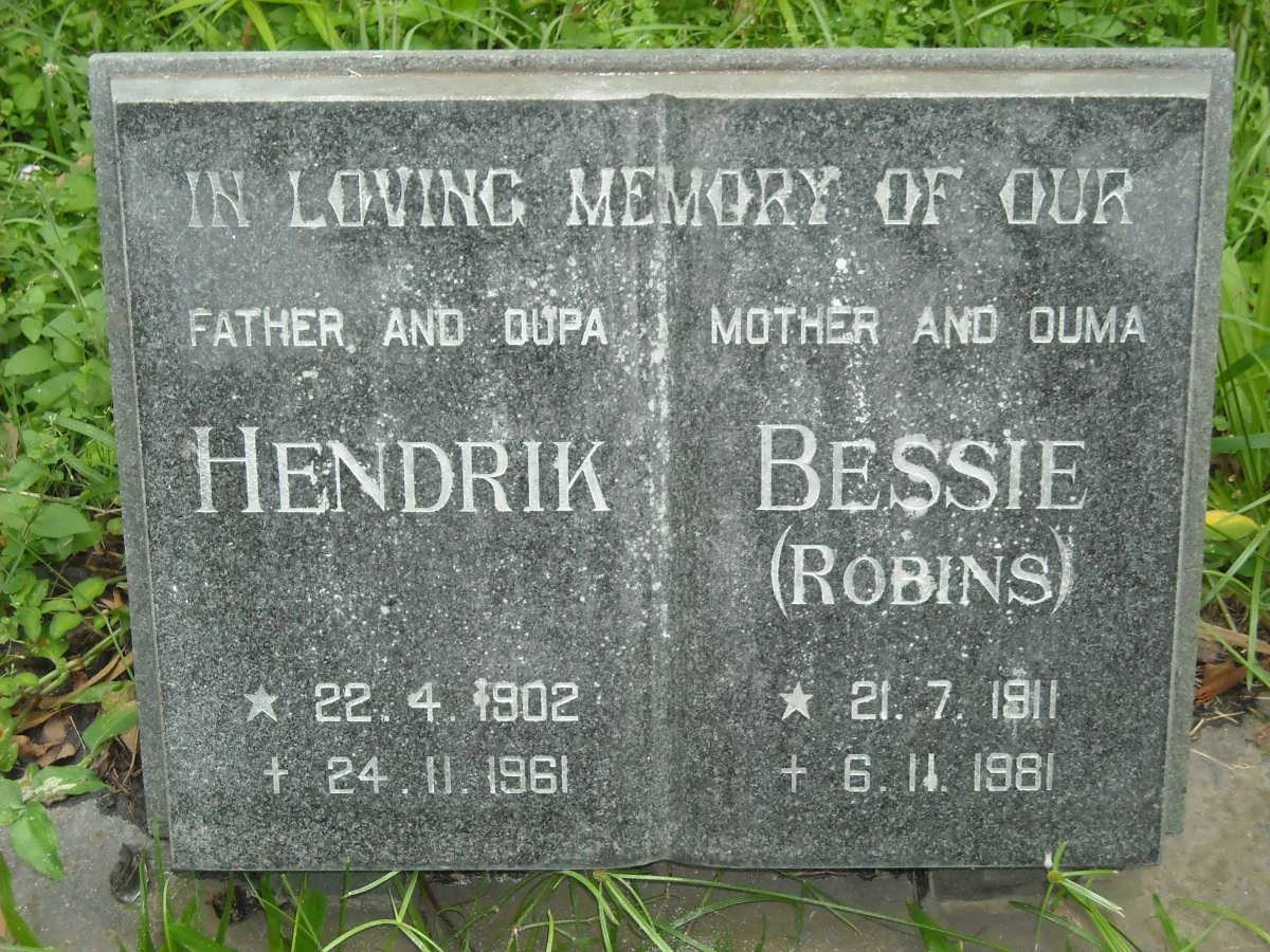 SWANEPOEL Hendrik 1902-1961 &amp; Bessie ROBINS 1911-1981