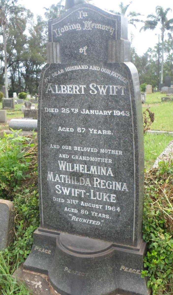 SWIFT Albert -1943 &amp; Wilhelmina Mathilda Regina SWIFT-LUKE -1964 :: SWIFT-LUKE Robert Joseph -1964 :: TAYLOR Len -1964