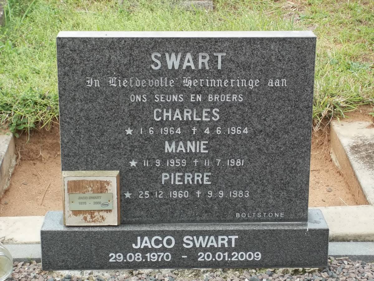 SWART Charles 1964-1964 :: SWART Manie 1959-1981 :: SWART Pierre 1960-1983 :: SWART Jaco 1970-2009