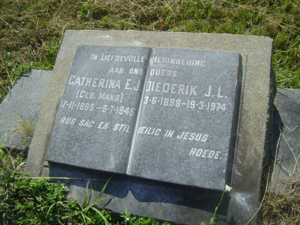 SWANEPOEL Diederik J.L. 1898-1974 &amp; Catherina E.J. MANS 1899-1945