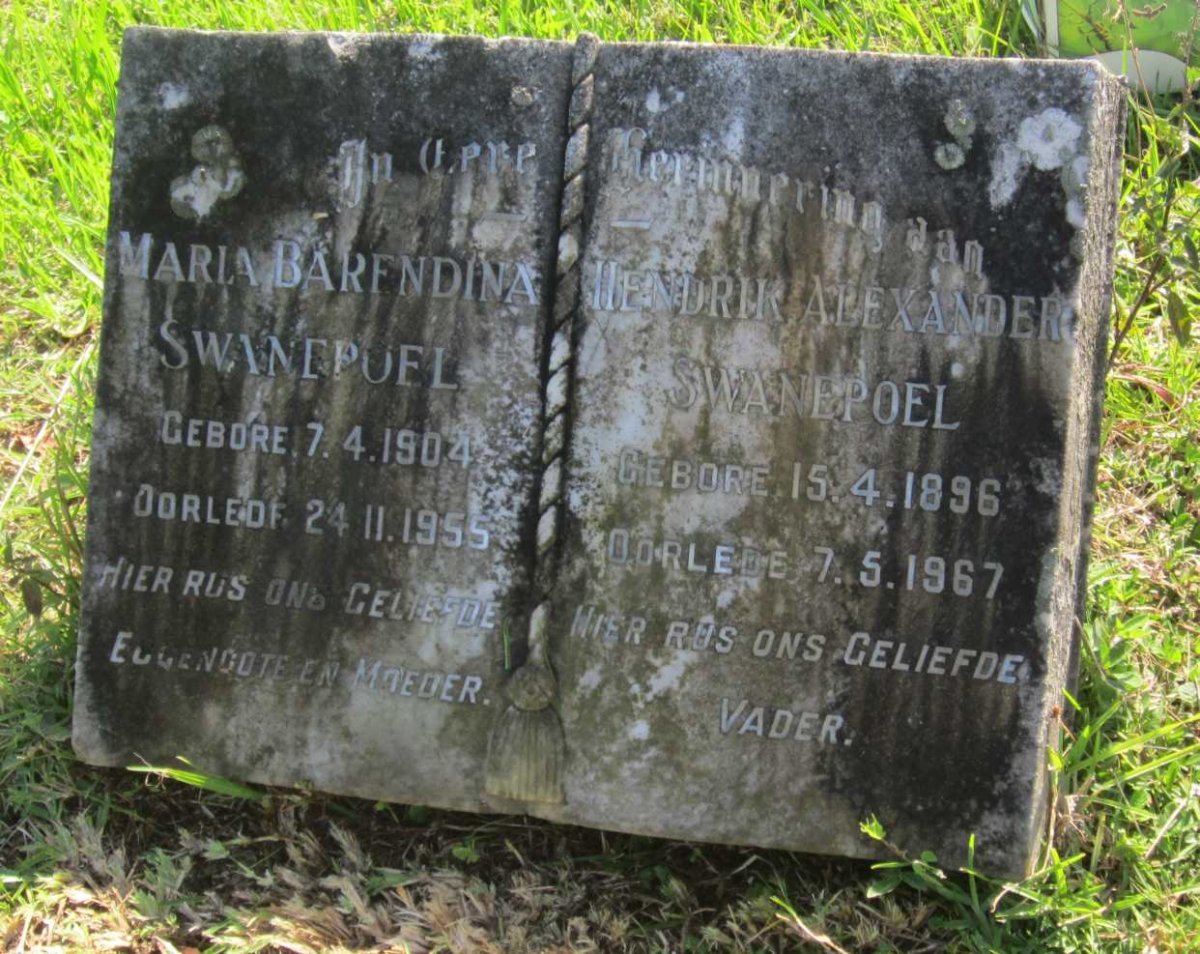 SWANEPOEL Hendrik Alexander 1896-1967 &amp; Maria Barendina 1904-1955