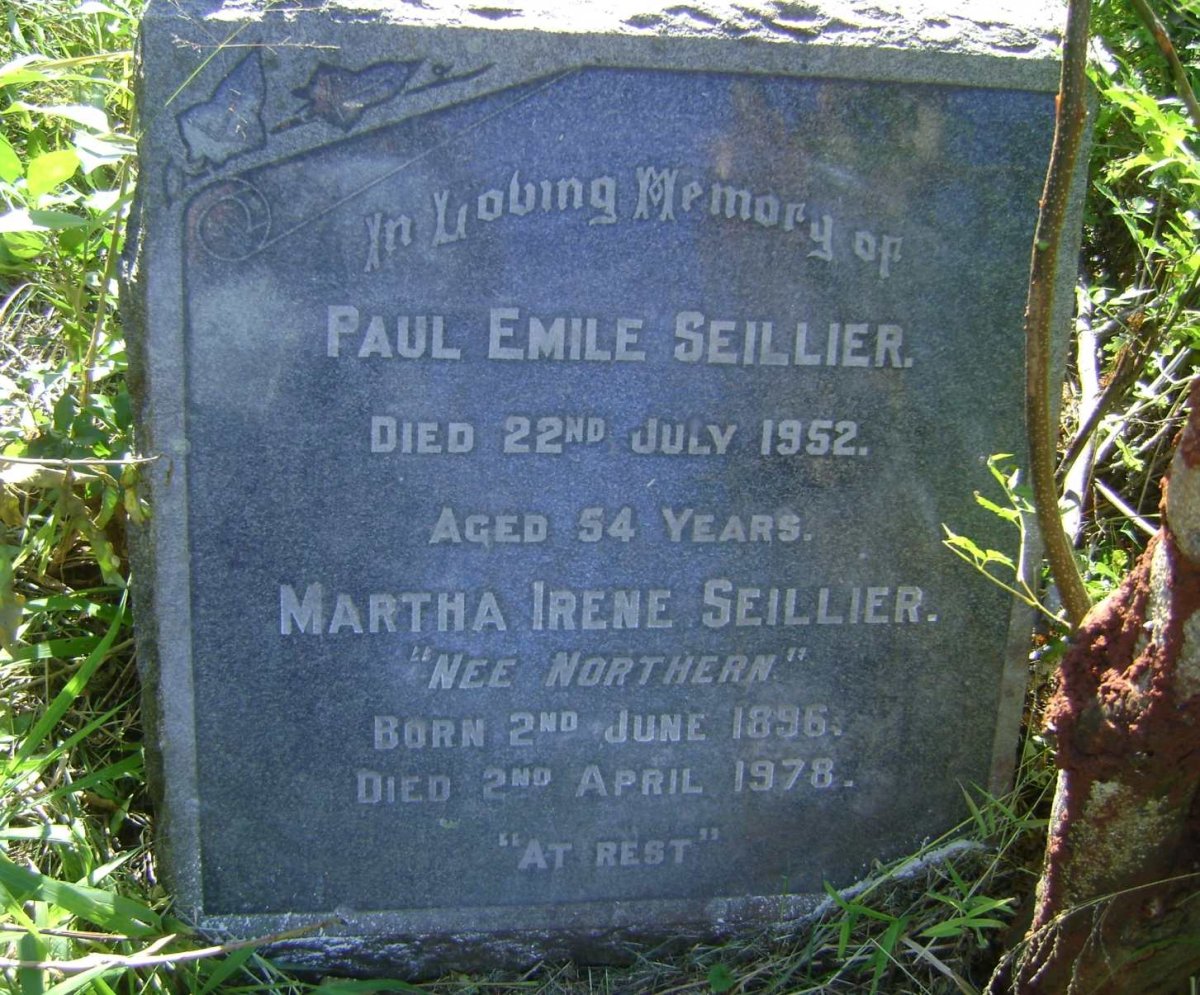 SEILLIER Paul Emile -1952 &amp; Martha Irene NORTHERN 1896-1978