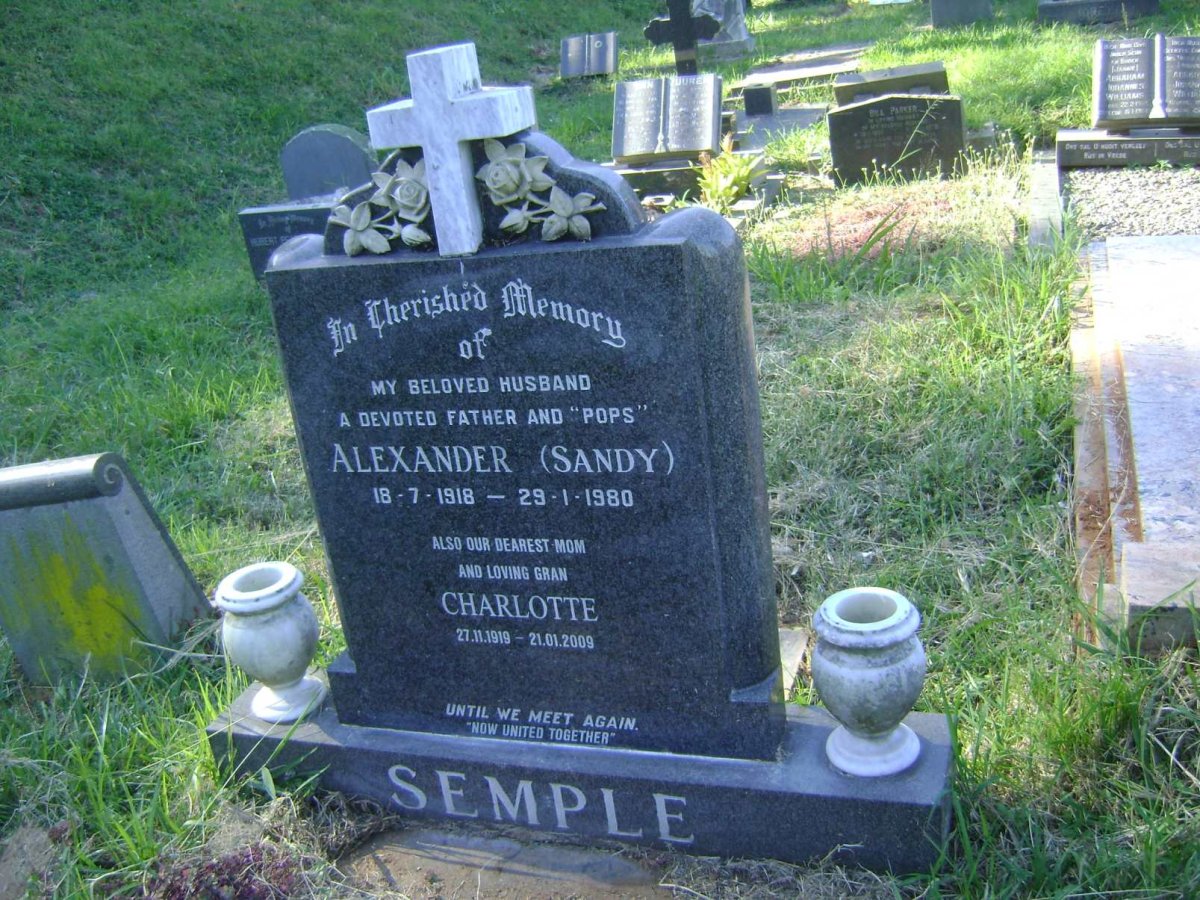 SEMPLE Alexander 1918-1980 &amp; Charlotte 1919-2009