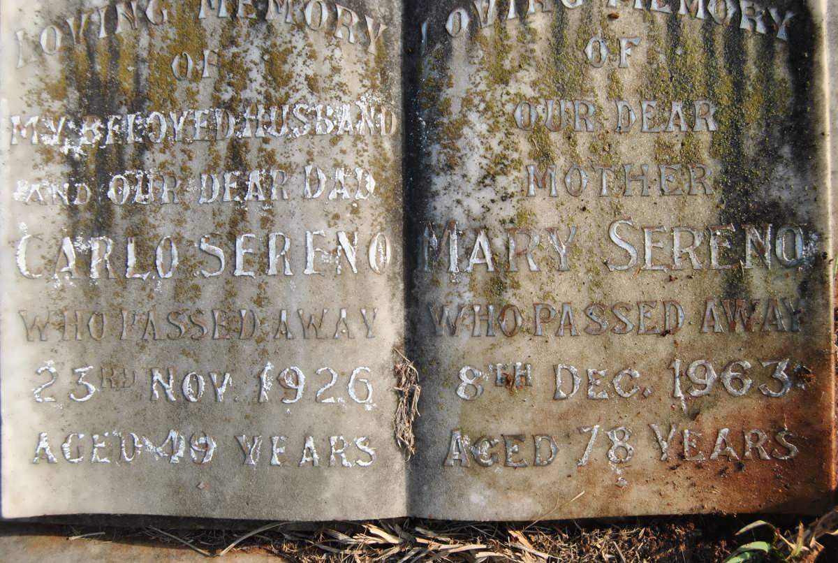 SERENO Carlo -1926 &amp; Mary -1963